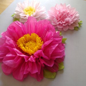 Set of 3 Giant Paper Flowers Hot Pink Perfect Decorations for Wedding,Birthday Party&Baby Shower image 2