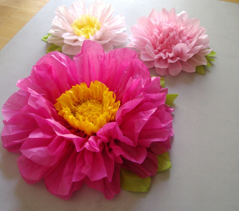 Set of 3 Giant Paper Flowers Hot Pink Perfect Decorations for Wedding,Birthday Party&Baby Shower image 2