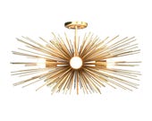 Flush Mount Gold Urchin Chandelier | Lighting Midcentury Modern Sputnik
