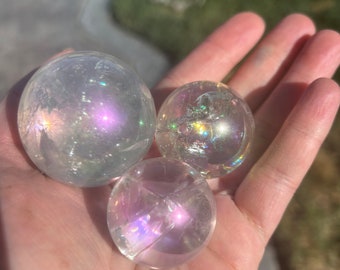 Aura clear quartz Spheres