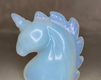Opalite Crystal Unicorn Carving, Handmade Figurine