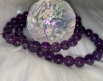 Amethyst Crystal Bracelet – Healing Gemstone, One of a Kind (6MM)
