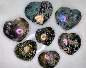 Aura Ocean Jasper Heart, Handmade Crystal Collection