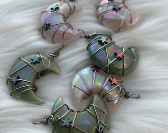 Aura Rose or Green Moon with star pendent