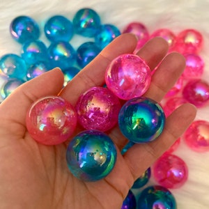 Aura pink or blue Clear quartz sphere