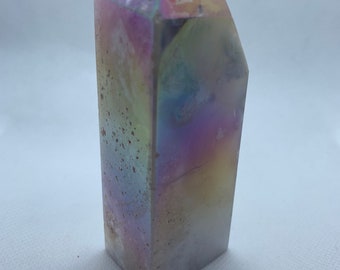 Aura Flower Agate Crystal Tower, Hand Coated