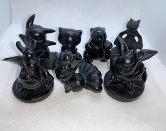 Black Obsidian Pokémon Carvings ! Cute ! Gotta catch Um all!