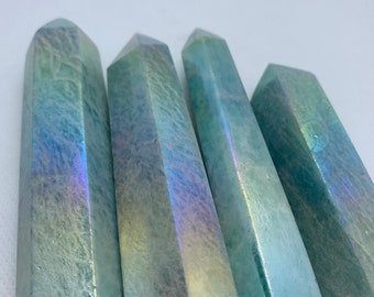 Aura Amazonite Crystal Tower - Hand Carved Point