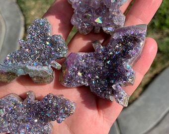 Aura Coated Amethyst Butterfly – Crystal Carving, One-of-a-Kind