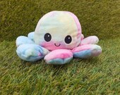 Light Pastel Tie Dye Emotions Reversible Octopus Plush Happy Angry Plush Pastel Octopus Plush Kawaii Plush Tik Tok Reversible Octo