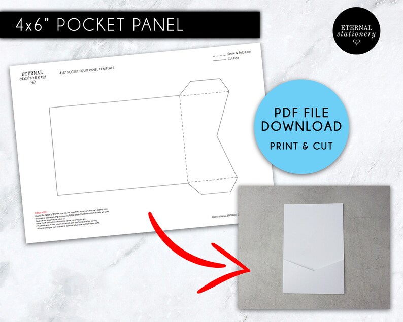4x6 pocket wedding invitation template pdf pocket panel etsy