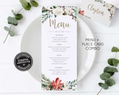 Editable Christmas Menu and Place Card with gold foil and glitter, Editable Christmas Place Card, Editable Christmas Menu Template, 011