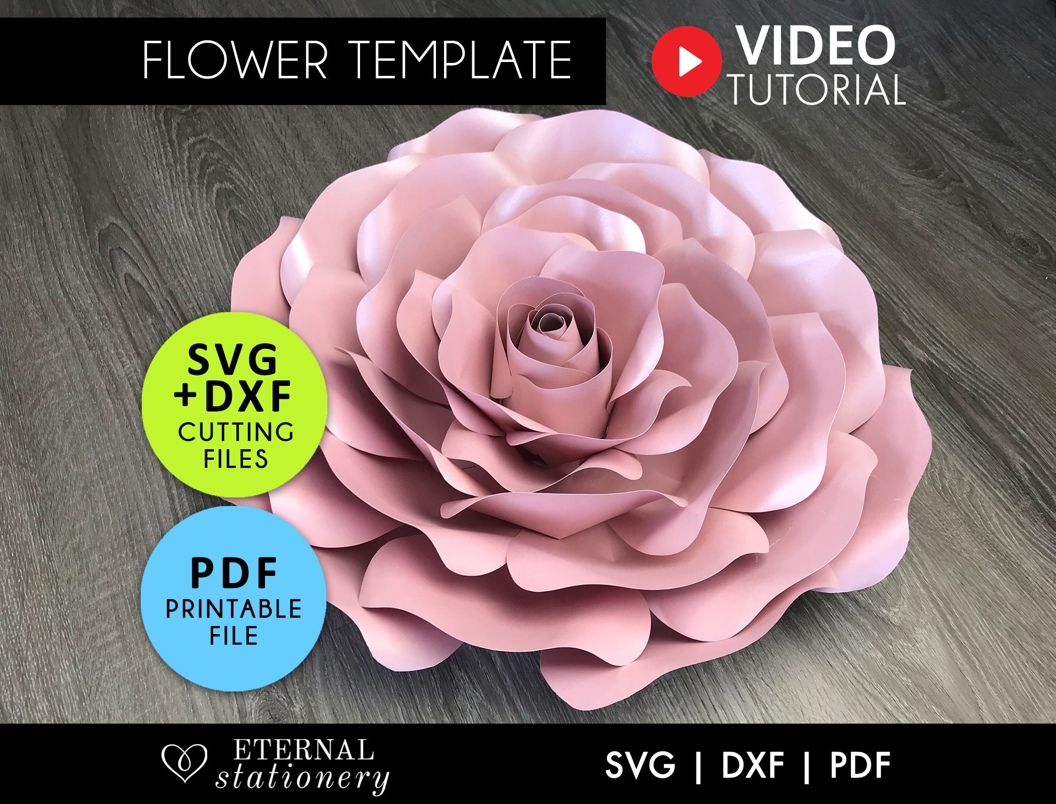 Free Large Paper Rose Template  Paper roses diy, Paper rose