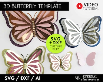 Modèle SVG papillon 3D : décoration murale papillon en couches (fichiers numériques)