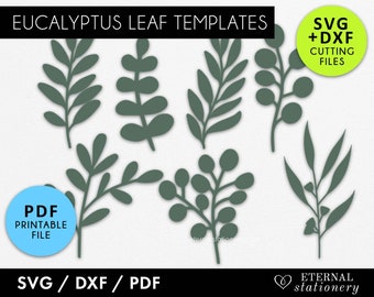 Eucalyptus Leaf SVG Bundle: Floral Paper Cut Files
