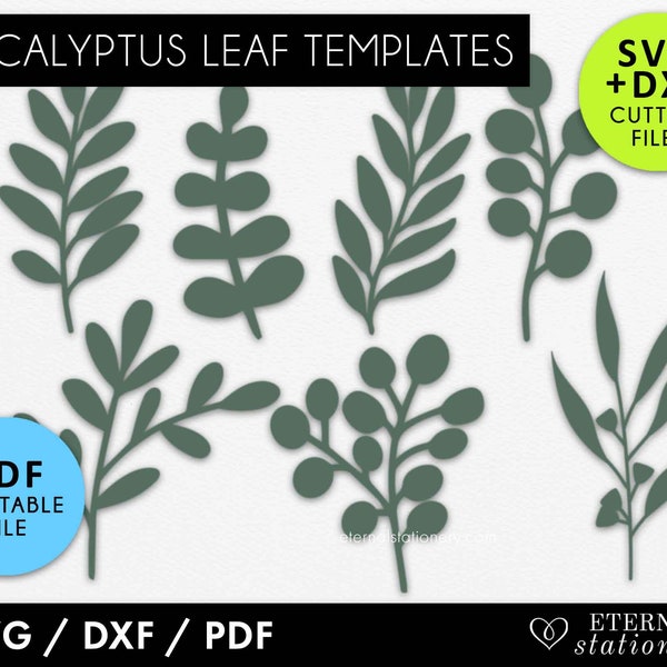 7x Eucalyptus Leaf svg, leaves svg, Leaf svg, greenery svg, Floral svg, Paper Leaf svg, svg for cricut, glowforge svg, laser cut files