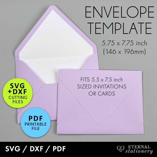 Extra Large 5.75 x 7.75 inch envelope template, Envelope SVG Template, wedding envelope, Cricut svg, Envelope liner template