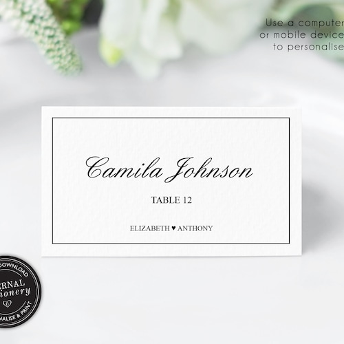 Editable Place Card Template Wedding Place Cards Tent Card - Etsy