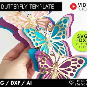Modèle papillon, 3D Butterfly SVG, Paper Butterfly SVG, décor mural papillon, décor de pépinière papillon, papillon svg, papillons en papier