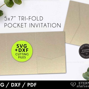 5x7" Pocket Wedding Invitation Template, Wedding Invitation SVG, Laser Cut Pocket SVG, cutting file, pocket invitation, pocket envelope