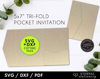 Modèle d’invitation de mariage de poche 5x7 », Invitation de mariage SVG, Laser Cut Pocket SVG, fichier de découpe, invitation de poche, enveloppe de poche