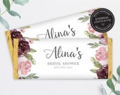 Floral Chocolate Bar Wrapper Template, Bridal Shower favours, candy wrapper template, floral chocolate wrapper, roses, Aldi, Hershey, Alina