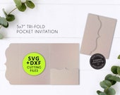 5x7" Ornate Pocket Wedding Invitation Template, Laser Cut Pocket SVG, DXF, cutting file, tri fold pocket invitation, pocket envelope, Cricut