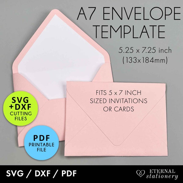 A7 Envelope Template, 5.25 x 7.25 envelope template, Envelope SVG Template, wedding envelope svg, Cricut svg, Envelope liner template,