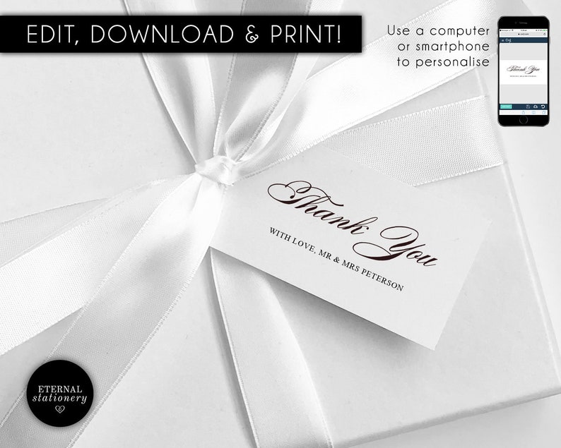 Editable Favour Tag template calligraphy bonbonniere tags tags printable gift tags Cassandra wedding thank you wedding favour tag