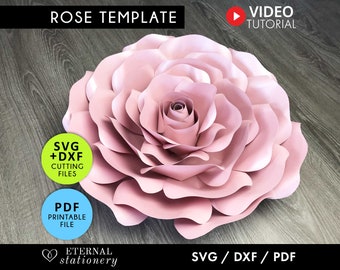 Large Paper Rose Template, Paper Flowers svg , Rose Template, Flower backdrop, Paper Flower template, Paper Rose Svg, Cricut svg, flower svg