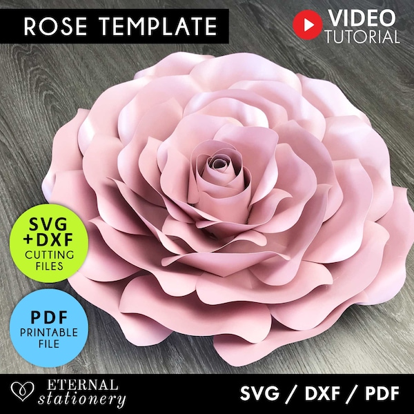 Große Papier Rose Vorlage, Papierblumen svg, Rose Vorlage, Blumenhintergrund, Papierblumenvorlage, Papier Rose svg, Cricut svg, Blumen svg