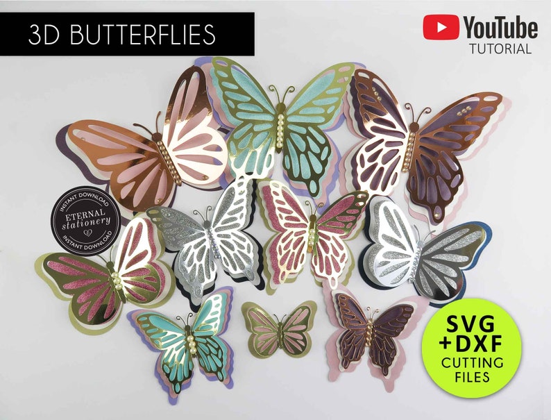 Download 3D Butterfly Cutting File Templates Butterfly SVG DXF ...