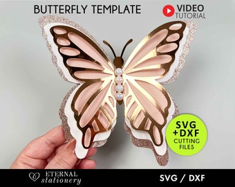 Farfalla SVG, Modello Farfalla 3D, Farfalla 3D SVG, farfalle in formato SVG, Farfalla di carta SVG, farfalla a strati, decorazione della parete a farfalla