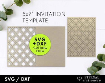 Laser Cut Wedding Invitation Template: 5x7 SVG DXF Files