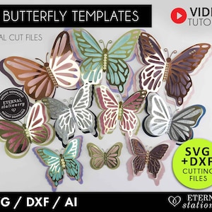 SVG Papillon 3D, SVG papillon en couches, svg papillon en papier, modèle papillon, décor mural papillon, papillons 3D dorés, cricut svg