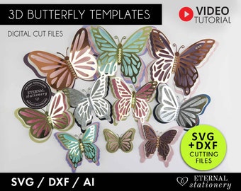 3D Butterfly SVG, Layered Butterfly SVG, paper butterfly svg, butterfly template, butterfly wall decor, gold 3D butterflies, cricut svg