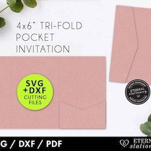 4x6 Pocket Wedding Invitation Template, laser cut invitation, Pocket Folio, pocket invitations, pocket wedding invitation template