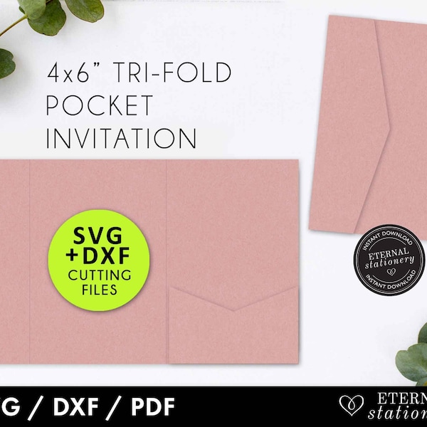 4x6 Pocket Wedding Invitation Template, laser cut invitation, Pocket Folio, pocket invitations, pocket wedding invitation template