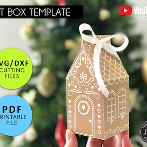 Lebkuchenhaus Geschenkbox, Lebkuchen SVG, Lebkuchen DXF, Lebkuchen druckbare PDF, Cricut Silhouette Scan N Cut, Weihnachtsgeschenkbox
