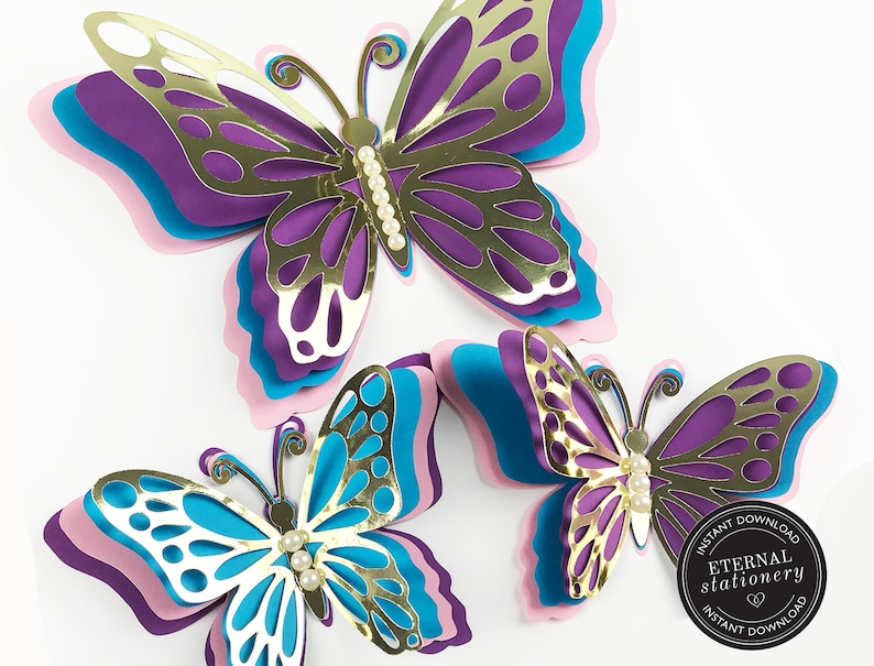 Download 3D Butterfly Cutting File Template Paper Butterfly SVG DXF ...