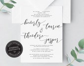 Elegant Wedding Invitation template, Simple Wedding Invitation, Minimalist Wedding Invitation, Calligraphy Wedding Invitation, beverly