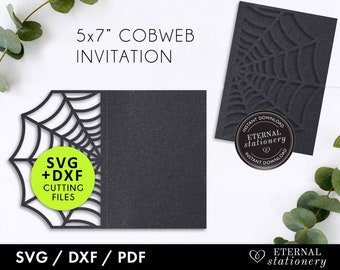 5x7 Cobweb Invitation Template, Laser cut Invitation, Cobweb svg, spider web, gothic wedding invitation, birthday invitation template