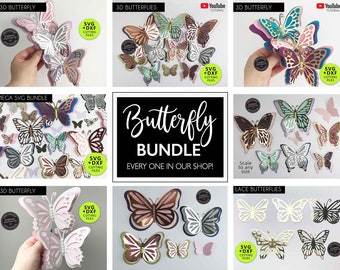 Butterfly SVG Bundle: 3D Paper Butterflies, Silhouette Cut Files