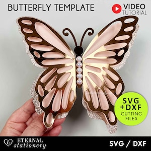 Vlinder SVG, 3D vlinder sjabloon, 3D vlinder SVG, vlinders SVG, papier vlinder SVG, gelaagde vlinder, vlinder wand decor