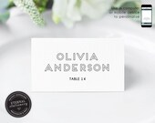 Editable Place Card Template, Wedding Place Cards, Tent Card, Name Card, Table Card, Place Card, Engagement, Birthday, Modern, Olivia