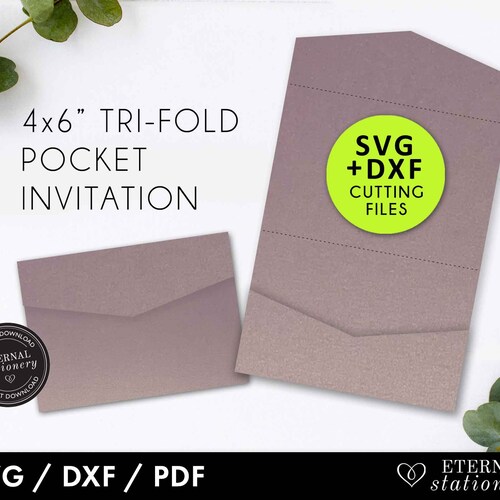 4x6 Pocket Wedding Invitation Template Laser Cut Invitation Etsy