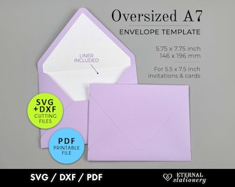 Oversized A7 Envelope Template with Liner | 5.5 x 7.5 in Envelope SVG