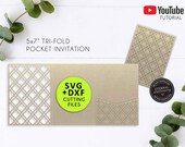 5x7 Tri fold Pocket Invitation Template, Laser cut Pocket Invitation, Pocket wedding invitation, SVG, DXF, Silhouette, Cricut, Moroccan