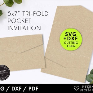 Pocket Wedding Invitation Template, pocket envelope svg, pocket invitation svg, Tri fold wedding invitation template, laser cut invitation