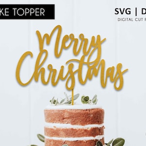 Christmas Cake Topper, Merry Christmas Cake topper, vakantie cake topper, SVG, DXF, svg snijbestand, digitaal bestand, cricut, silhouet